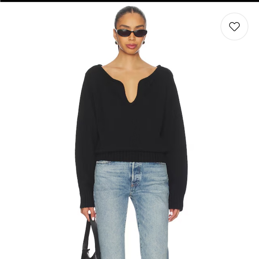 Black V-Notch Women's Sweater